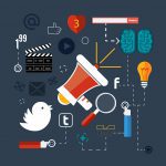 Flat illustration: printed materials laid out on a desk